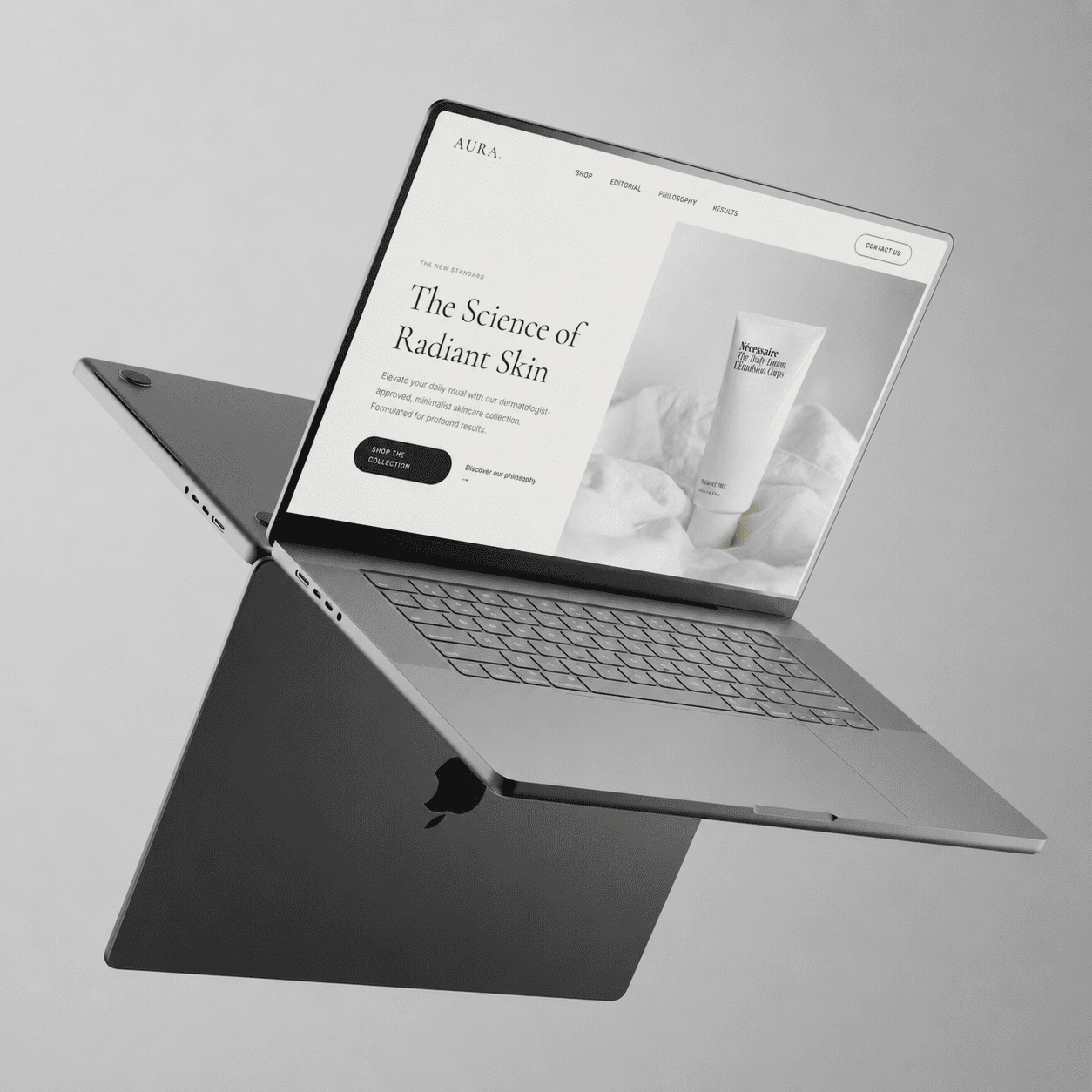 WordPress skincare brand website with product showcase and customer testimonial section