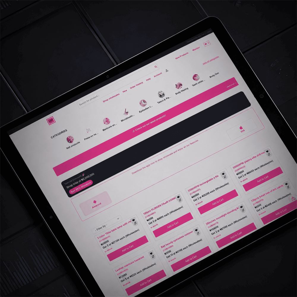 Luxury e-commerce website product grid