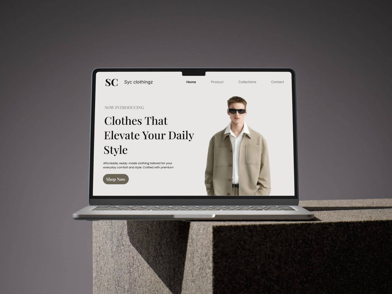 React fashion e-commerce storefront with clothing product grid in a dark themed layout
